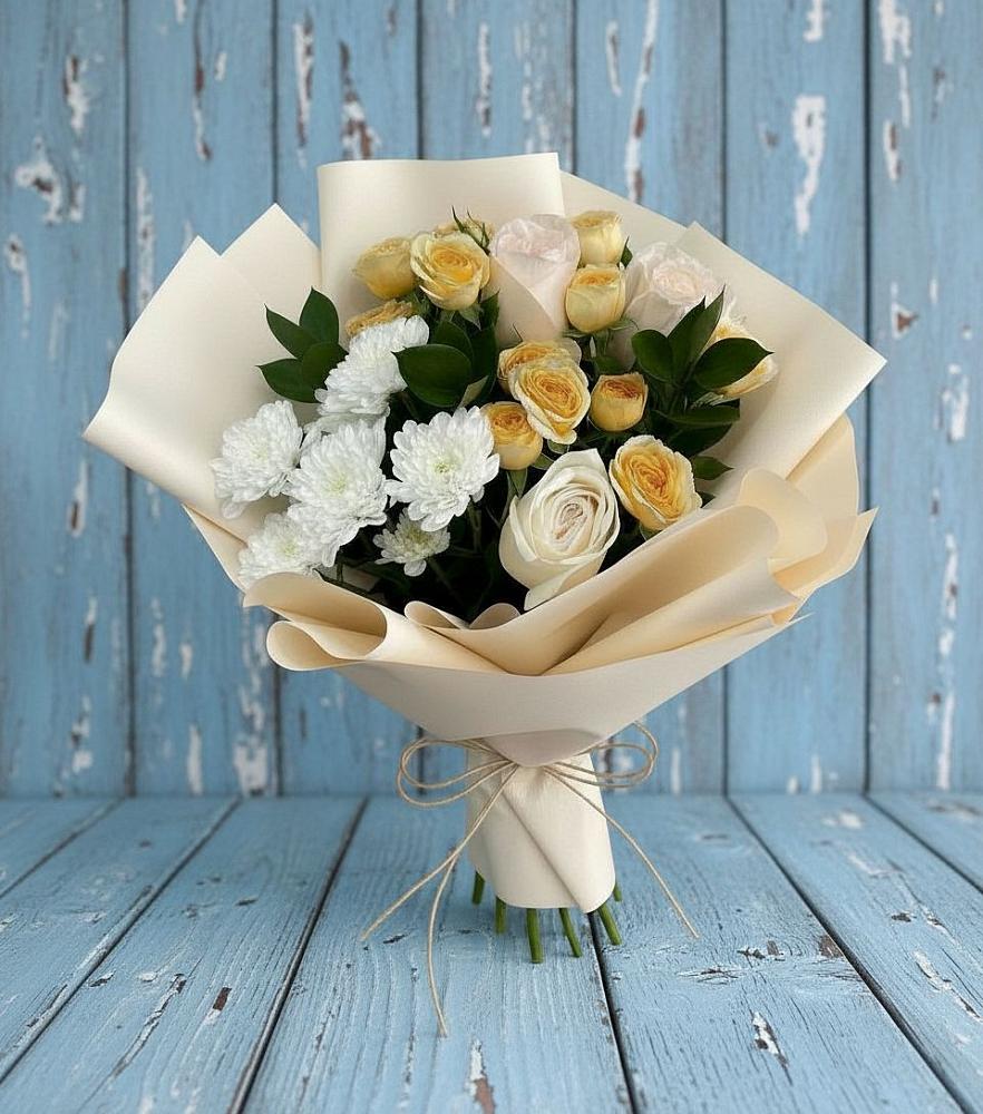 Букет цветов из: Розы и Хризантемы в Семеновское