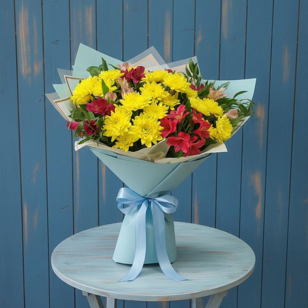 Букет цветов из: Альстромерии и Хризантемы в Семеновское