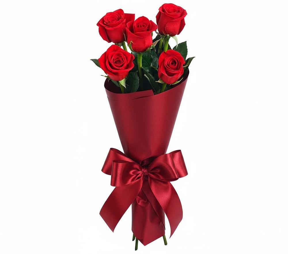 Букет 5 Красных роз Эдлесс Лав в Семеновское