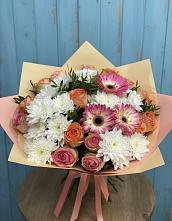 Букет цветов из:  Розы, Герберы и Хризантемы #REPLACE_PRED# Семеновское