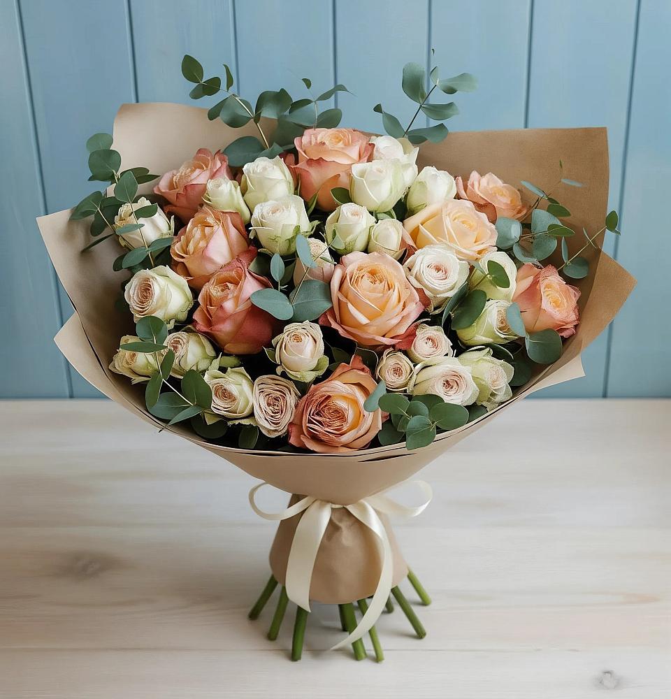 Букет цветов из: Альстромерии и Розы в Семеновское