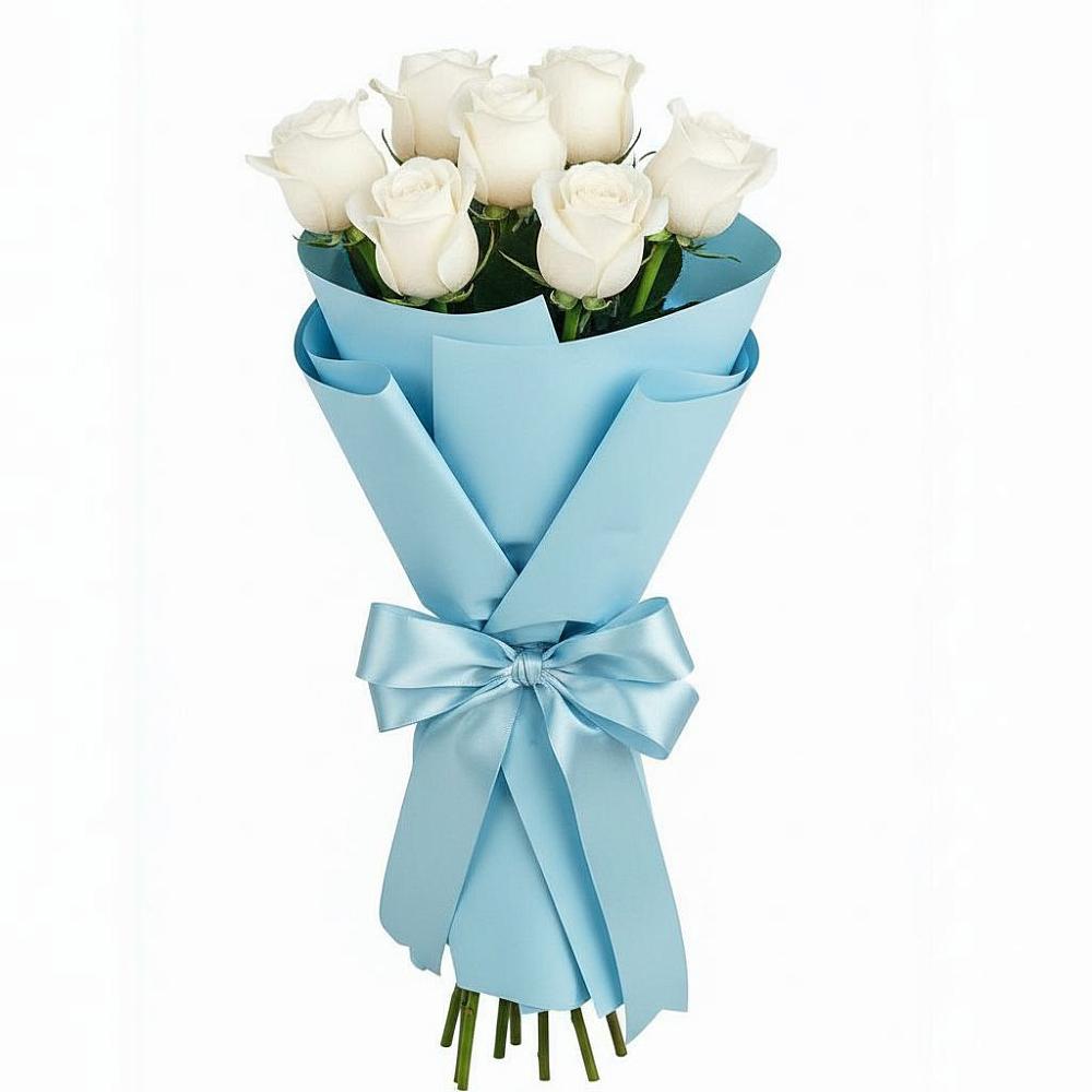 Букет 7 белых роз Проуд в Семеновское