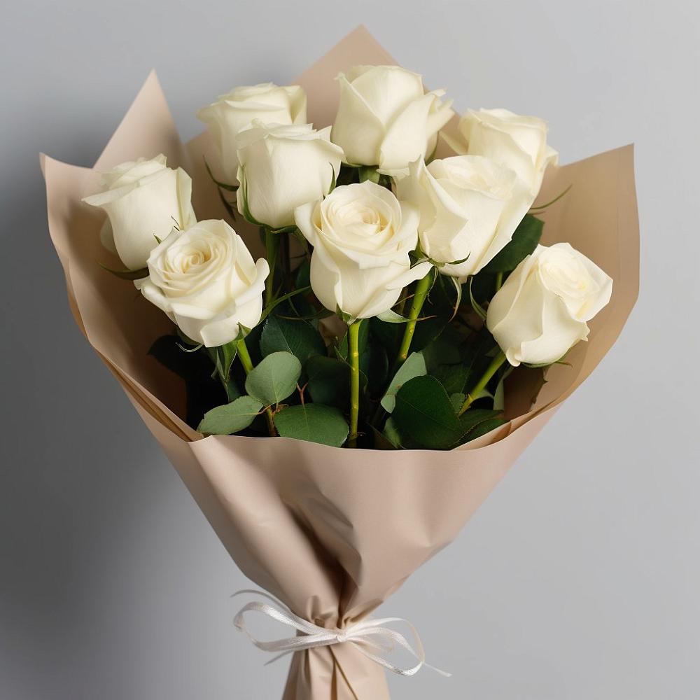 Букет 9 Белых роз Эдлесс Лав в Семеновское