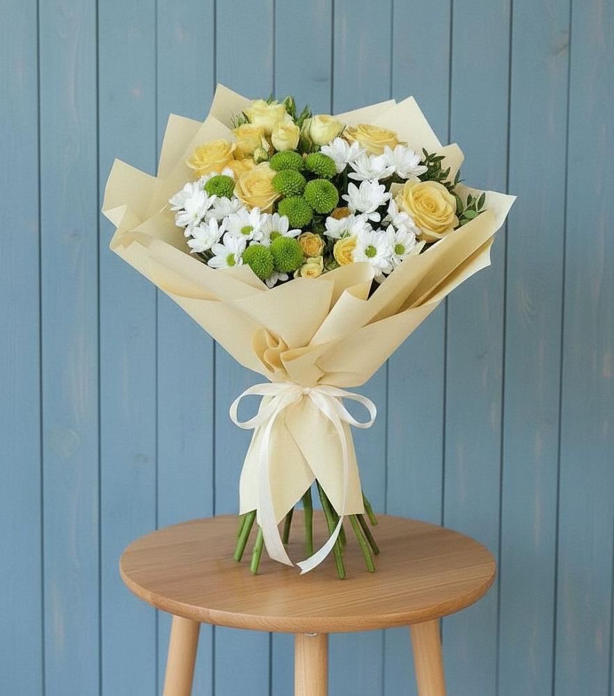 Букет цветов из: Хризантемы и Розы в Семеновское