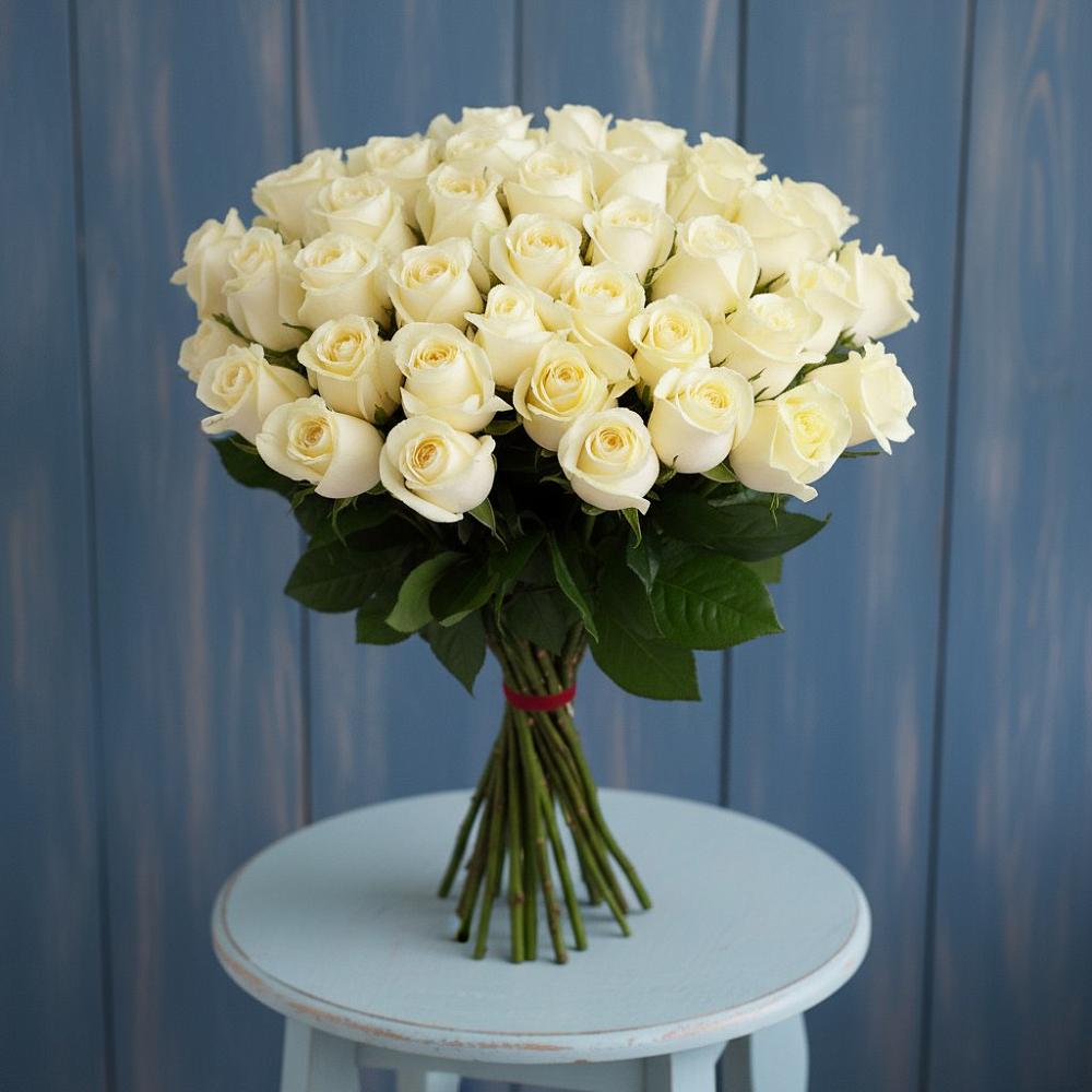 Букет 51 Белая роза Эдлесс Лав в Семеновское