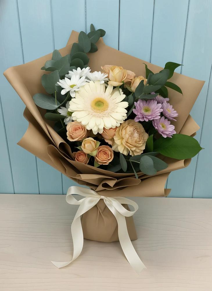 Букет цветов из: Герберы и Хризантемы в Семеновское