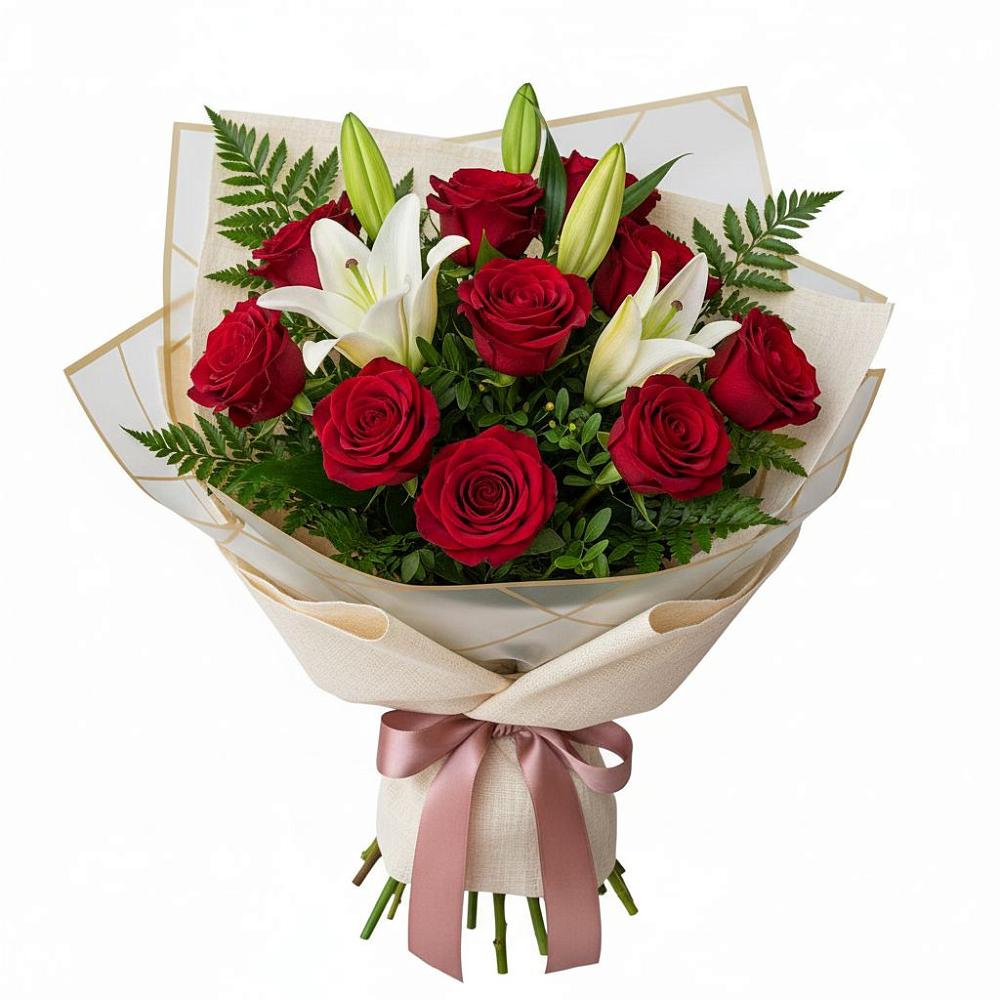 Букет цветов из: Лилии и Розы в Семеновское