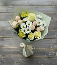Букет цветов из:  Альстромерии, Розы и Хризантемы в Семеновское